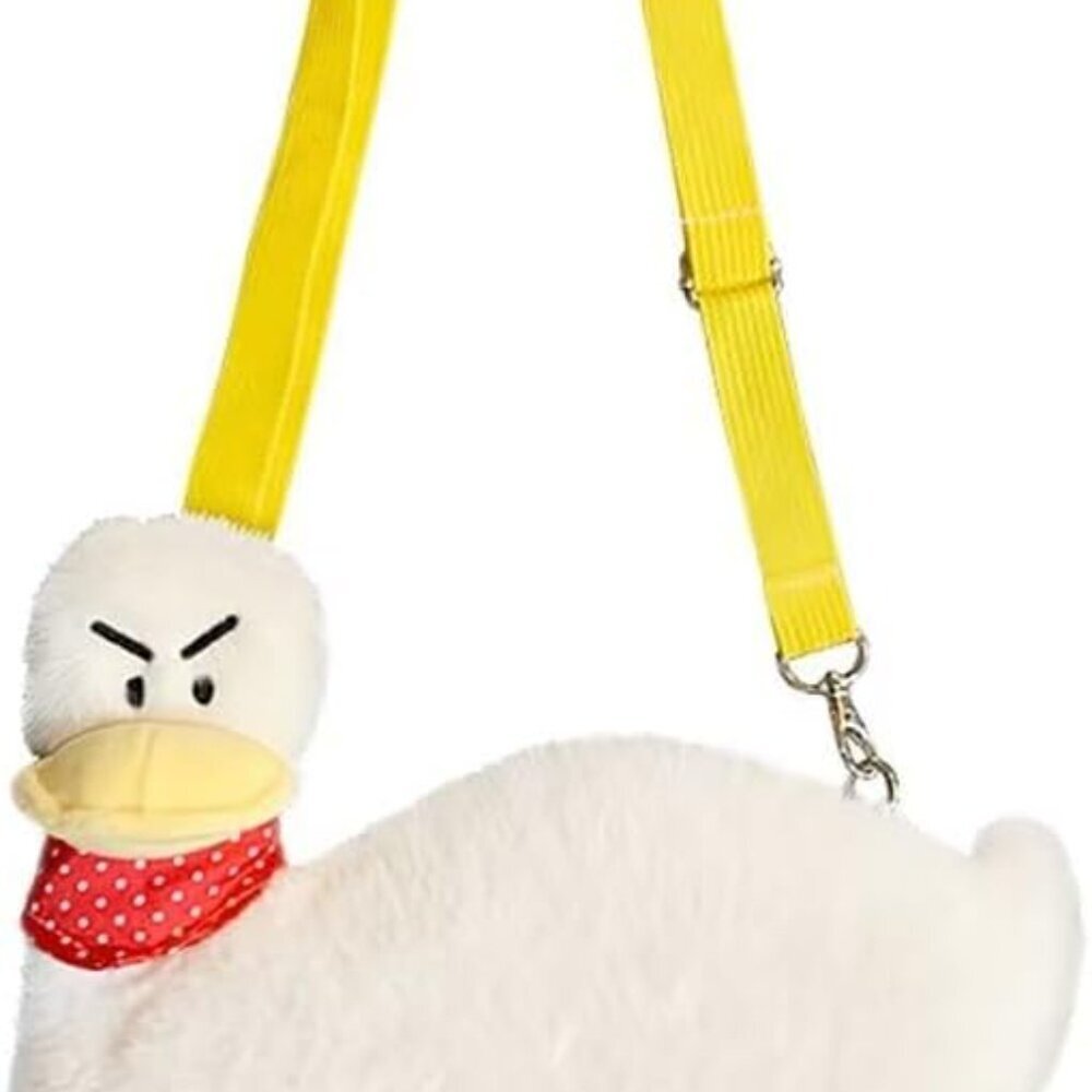 Funny Duck Tote Bag for Women, Kawaii Cute Duck Purse Shoulder Fuzzy Animal Cart